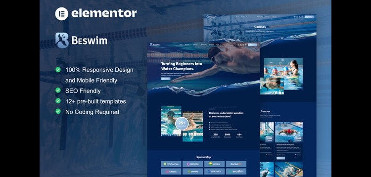 Item cover for download Beswim - Swimming Courses & Training Elementor Pro Template Kit