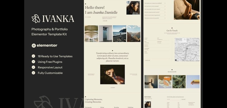 Item cover for download Ivanka - Photography & Portfolio Elementor Template Kit