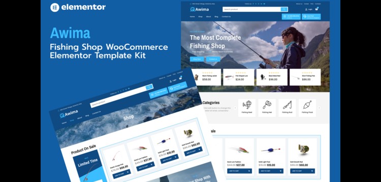 Item cover for download Awima - Fishing Shop & Store WooCommerce Elementor Pro Template Kit