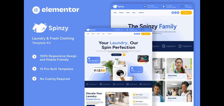 Item cover for download Spinzy - Laundry & Fresh Clothing Elementor Template Kit