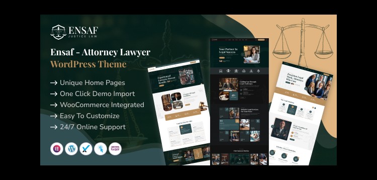 Item cover for download Ensaf - Attorney Lawyer WordPress Theme