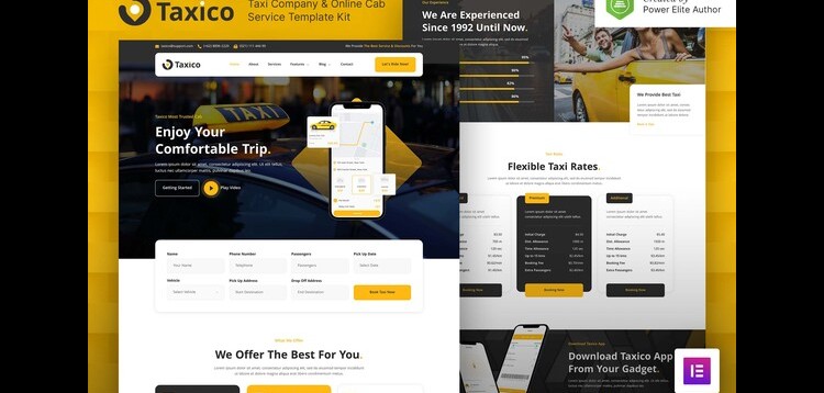 Item cover for download Taxico – Taxi Company & Online Cab Service Elementor Template Kit