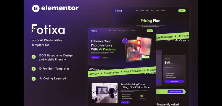 Item cover for download Fotixa - SaaS AI Photo App Website Elementor Template Kit