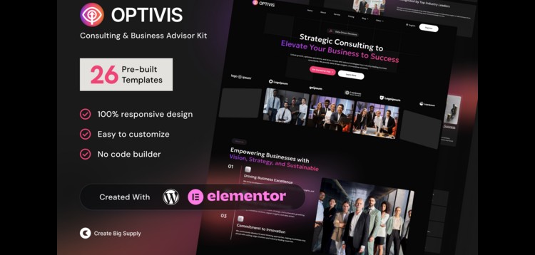 Item cover for download Optivis - Consulting & Business Advisor Elementor Template Kit