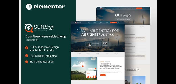 Item cover for download Sunergy - Solar Green Renewable Energy Elementor Template Kit