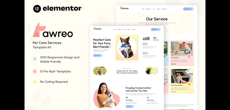 Item cover for download Pawreo - Pet Care Services Elementor Template Kit
