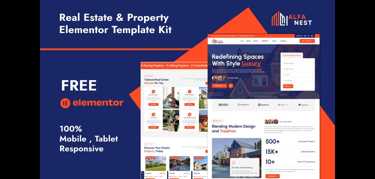 Item cover for download Alfanest - Real Estate & Property Elementor Template Kit