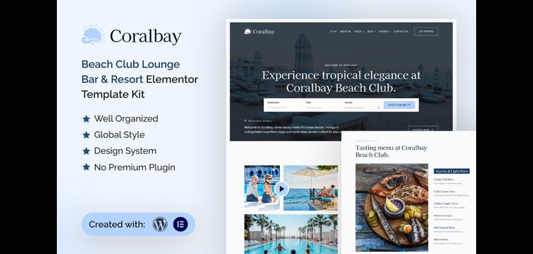 Item cover for download Coralbay - Beach Club Lounge Bar & Resort Elementor Template Kit