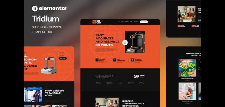 Item cover for download Tridium - 3D Render Service Elementor Template Kit