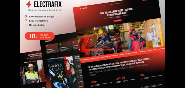 Item cover for download ElectraFix - Electrical Equipment Repair Elementor Template Kit