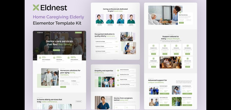 Item cover for download Eldnest - Home Caregiving Elderly Elementor Template Kit