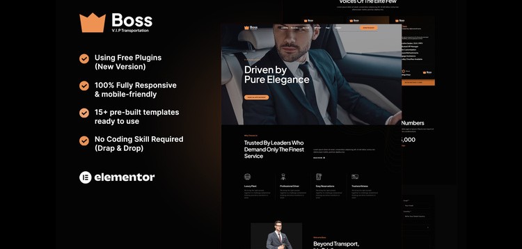 Item cover for download Boss - Premium Transportation Services Elementor Template Kit
