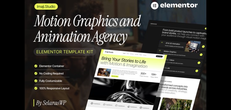 Item cover for download ImajiStudio - Motion Graphics & Animation Agency Elementor Pro Template Kit