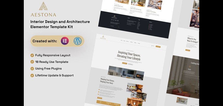 Item cover for download Aestona - Interior Design & Architecture Elementor Template Kit