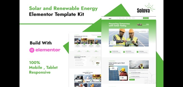 Item cover for download Solova - Solar & Renewable Energy Elementor Template Kit