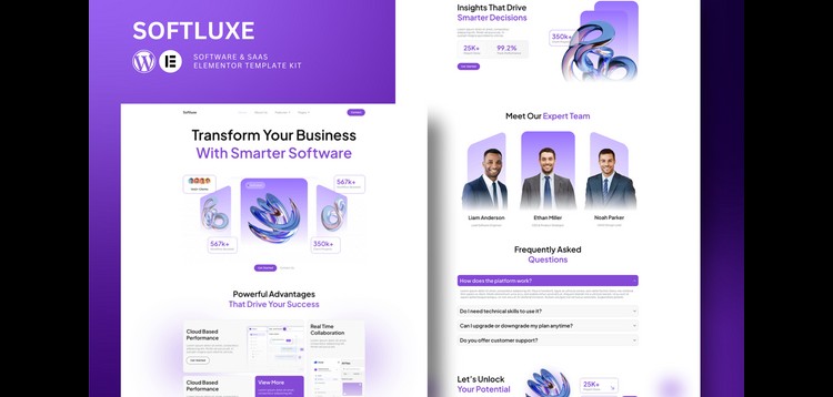 Item cover for download Softluxe - Software & Saas Elementor Template Kit