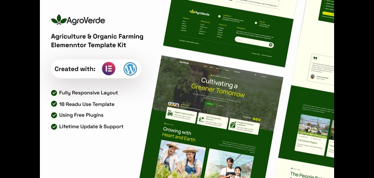 Item cover for download Agroverde - Agriculture & Organic Farming Elemenntor Template Kit
