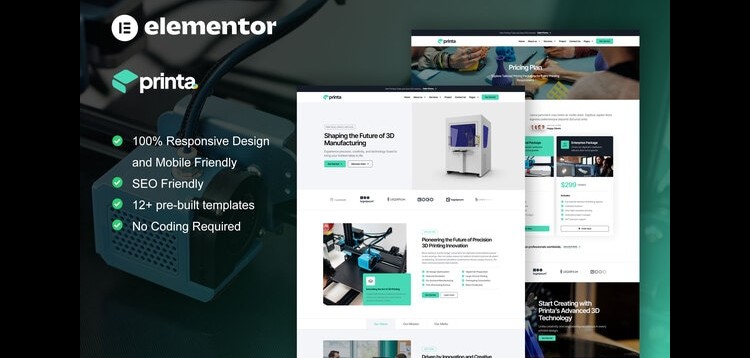 Item cover for download Printa - 3D Printing & Manufacturing Elementor Pro Template Kit