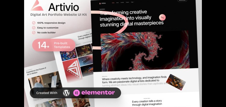 Item cover for download Artivio - Digital Art Portfolio Elementor Template Kit