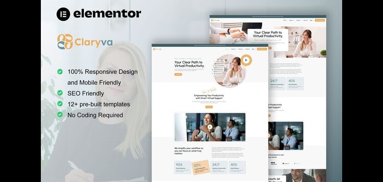 Item cover for download Claryva - Virtual Assistant Elementor Template Kit