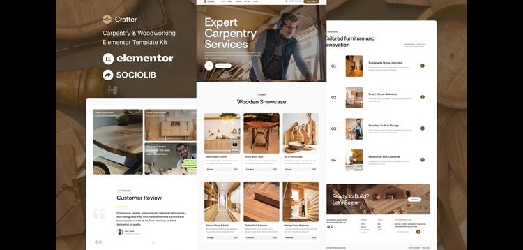Item cover for download Crafter - Carpentry & Woodworking Elementor Template Kit