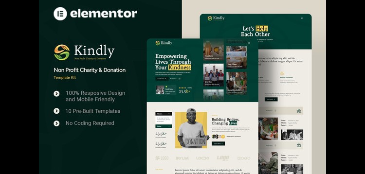 Item cover for download Kindly - Non Profit Charity & Donation Elementor Template Kit