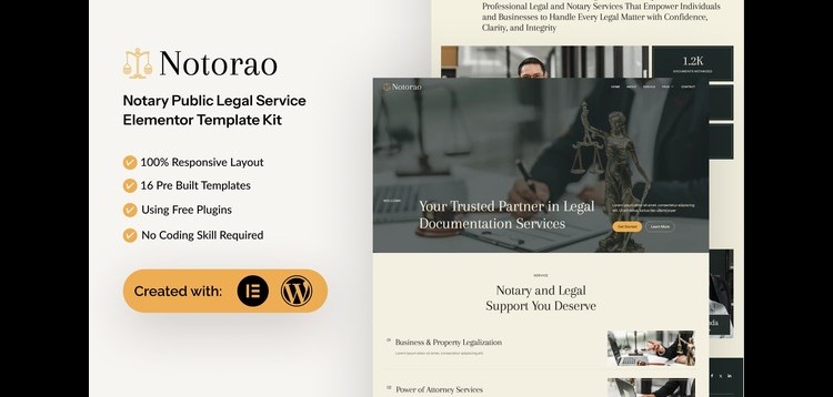 Item cover for download Notorao - Notary Public Legal Service Elementor Template Kit