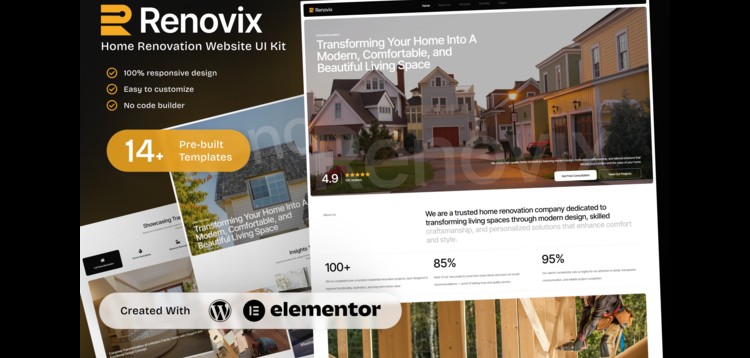 Item cover for download Renovix - Home Renovation Elementor Template Kit