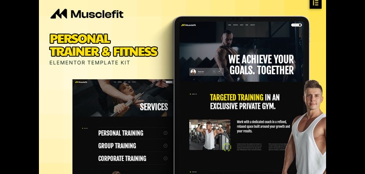 Item cover for download Musclefit - Personal Trainer & Fitness Elementor Template Kit