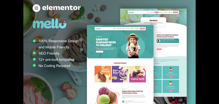 Item cover for download Mello - Ice Cream Shop & Company Elementor Template Kit