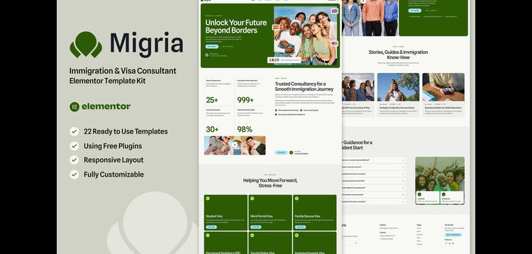 Item cover for download Migria - Immigration & Visa Consultant Elementor Template Kit