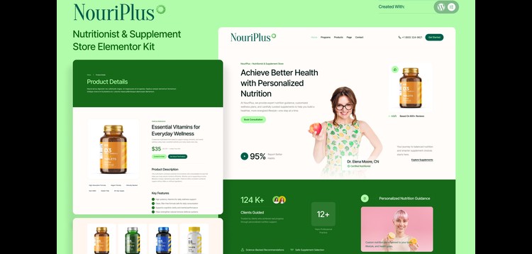 Item cover for download NouriPlus – Nutritionist & Supplement Store Elementor Kit