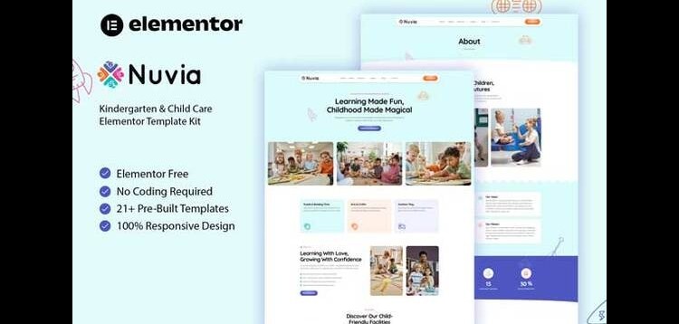 Item cover for download Nuvia - Kindergarten & Child Care Elementor Template Kit