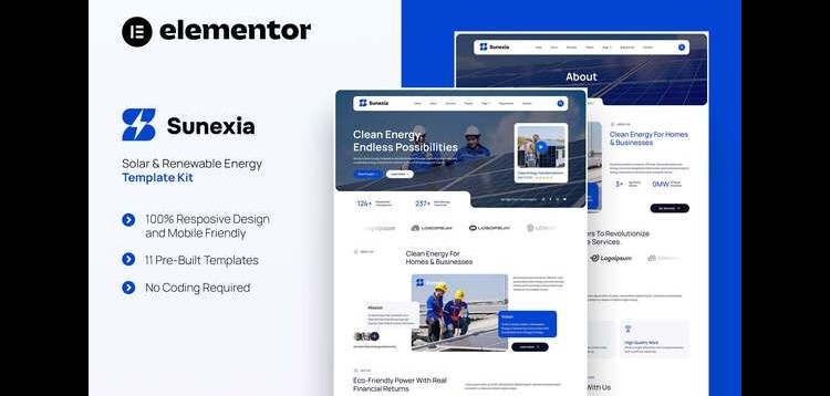 Item cover for download Sunexia - Solar & Renewable Energy Elementor Template Kit