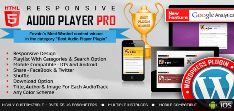 Item cover for download Responsive HTML5 Audio Player PRO WordPress Plugin