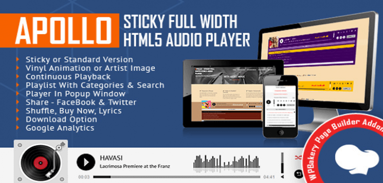 Item cover for download Apollo - Sticky Full Width HTML5 Audio Player for WPBakery Page Builder (formerly Visual Composer)
