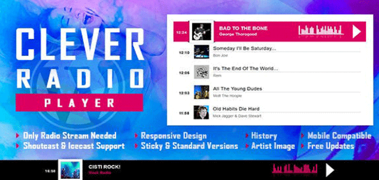 Item cover for download CLEVER - HTML5 Radio Player With History - Shoutcast and Icecast - WordPress Plugin