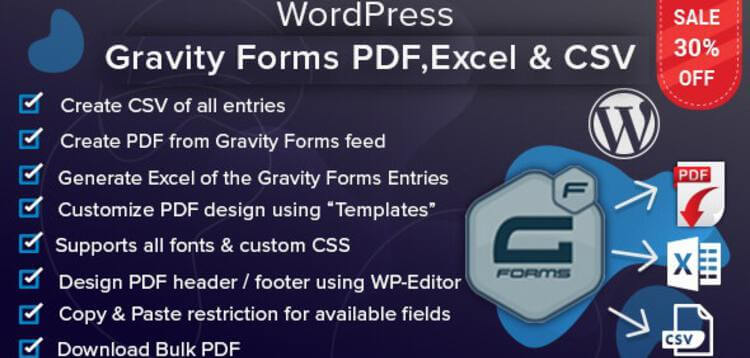 Item cover for download WordPress Gravity Forms PDF, Excel, CSV & Google Sheet