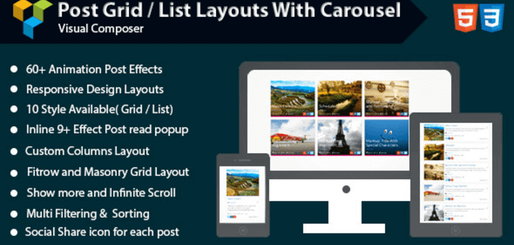 Item cover for download VISUAL COMPOSER POST GRID LIST LAYOUT WITH CAROUSEL