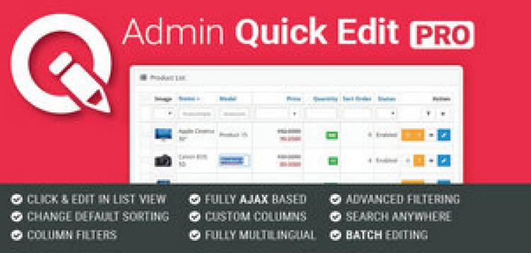 Item cover for download Admin Quick Edit PRO OpenCart