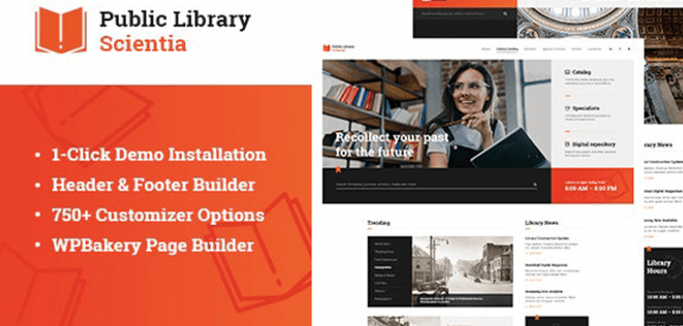 Item cover for download Scientia | Public Library & Book Store Education WordPress Theme