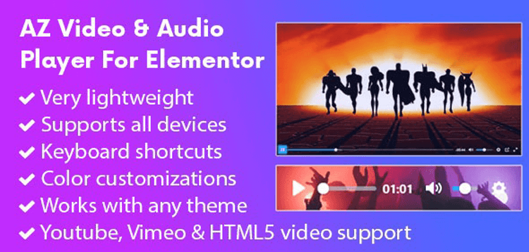 Item cover for download AZ Video and Audio Player Addon for Elementor