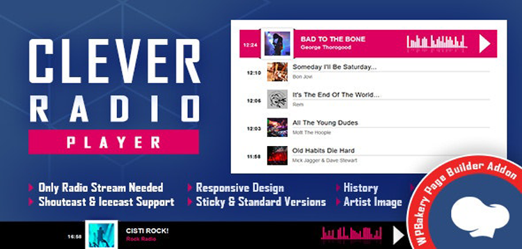 Item cover for download CLEVER - Shoutcast and Icecast Radio Player for WPBakery Page Builder formerly Visual Composer