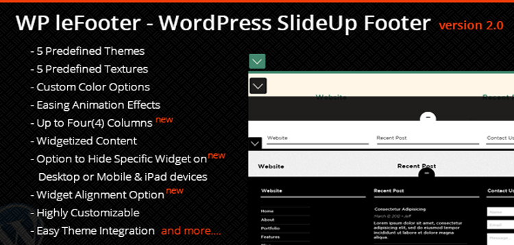 Item cover for download WP leFooter - WordPress SlideUp Footer Plugin