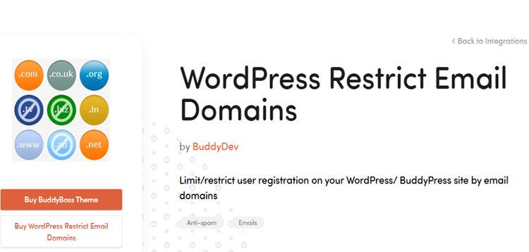 Item cover for download WordPress Restrict Email Domains