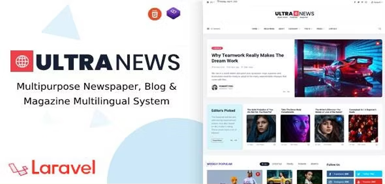 Item cover for download UltraNews - Laravel Newspaper, Blog Multilingual System with support AI Writer, Content Generator