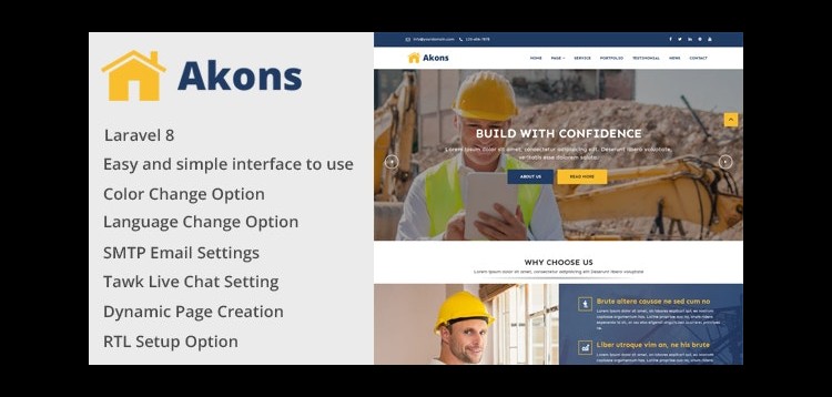 Item cover for download Akons- Building and Construction Website CMS