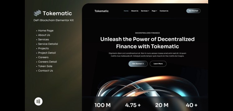 Item cover for download Tokematic - Crypto Defi Launch Elementor Template Kit