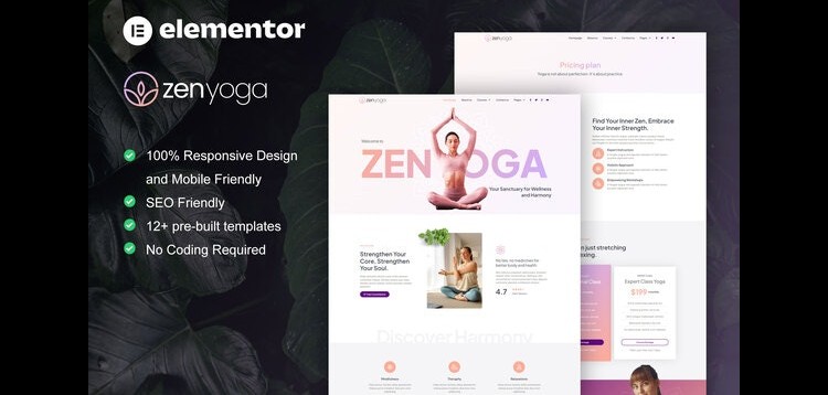 Item cover for download ZenYoga - Yoga & Meditation Elementor Template Kit