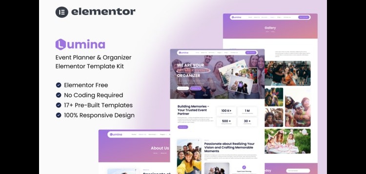 Item cover for download Lumina - Event Planner & Organizer Elementor Template Kit